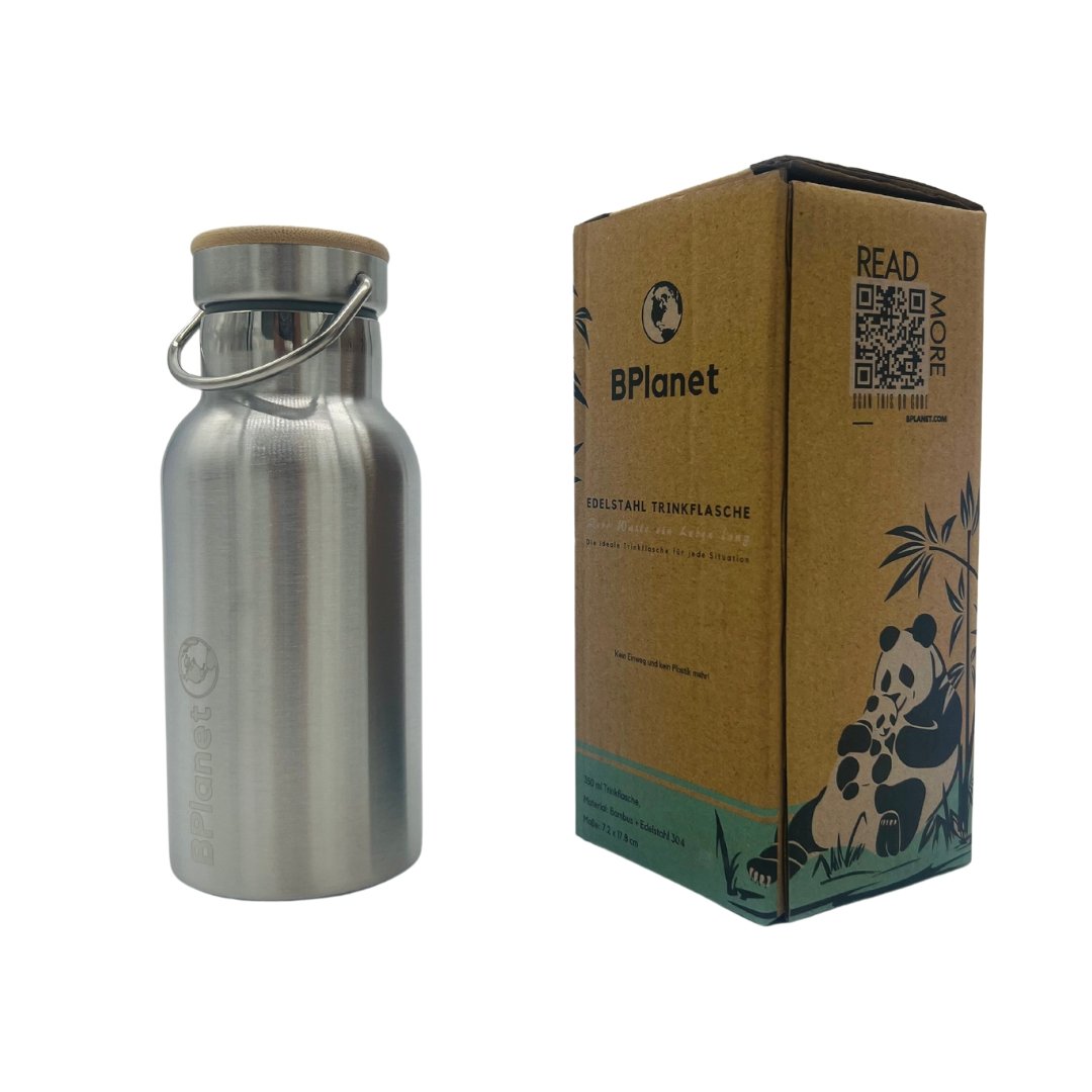 BPlanet Trinkflasche/ Wasserflasche aus Edelstahl und Bambus - Zero Waste - BPlanet GmbH