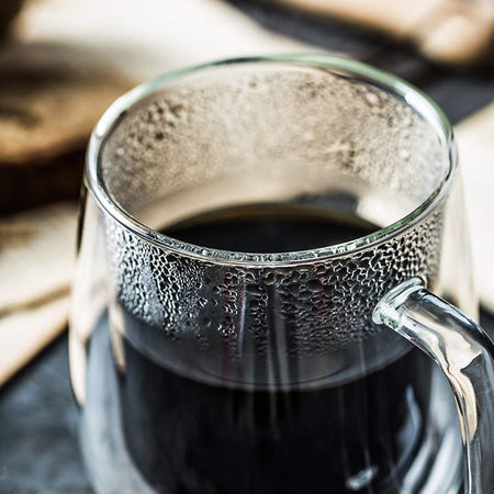 BPlanet Glas-Kaffeetasse, doppelwandig, isoliertes Trinkglas mit Griff | 250 ml