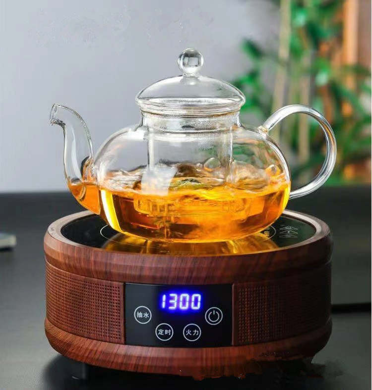 Glass teapot with tea strainer, teapot with strainer for loose tea