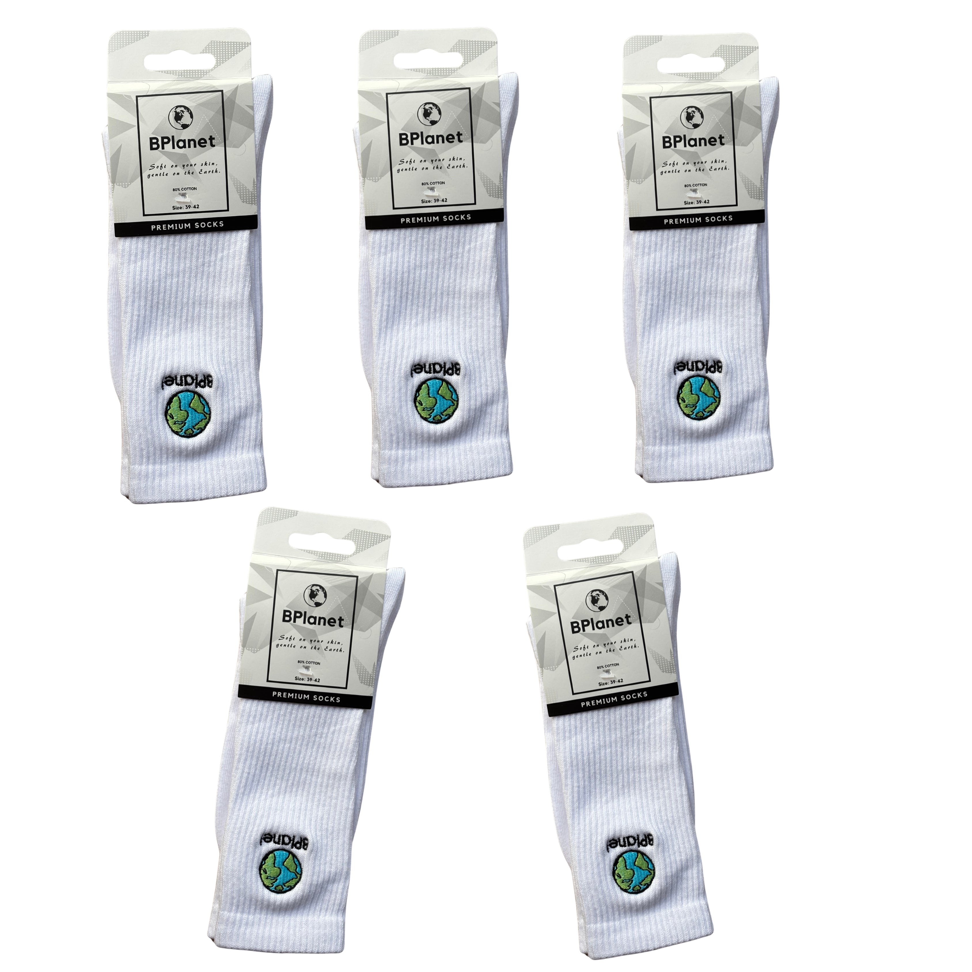 5 Paar Premium Baumwollsocken - BPlanet Premium Socks (Weiß/Schwarz)