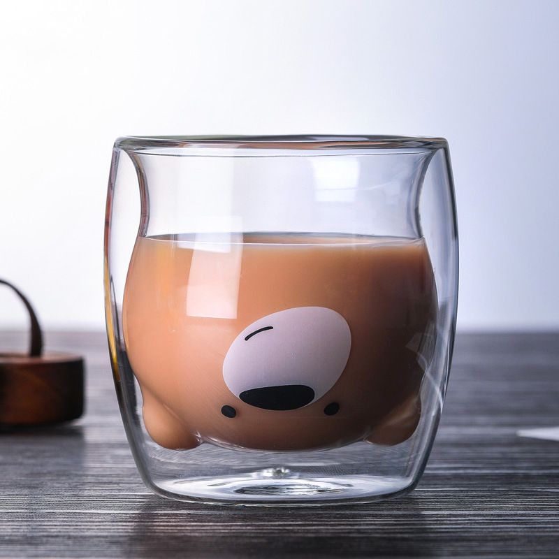 Bärchentasse mit Doppelwand und 250 ml Fassungsvermögen - Für Kaffe oder Tee Polarbär