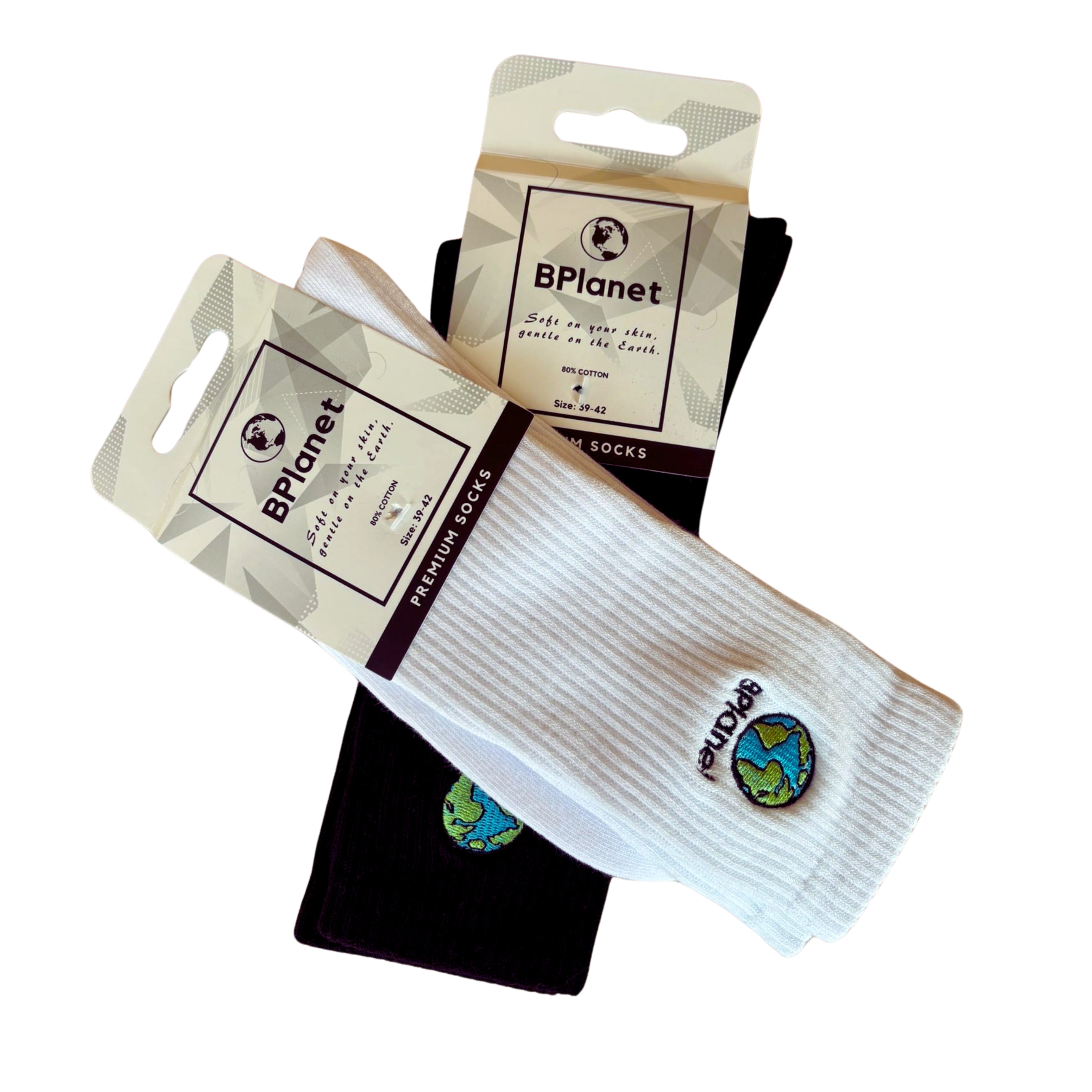 5 Paar Premium Baumwollsocken - BPlanet Premium Socks (Weiß/Schwarz)