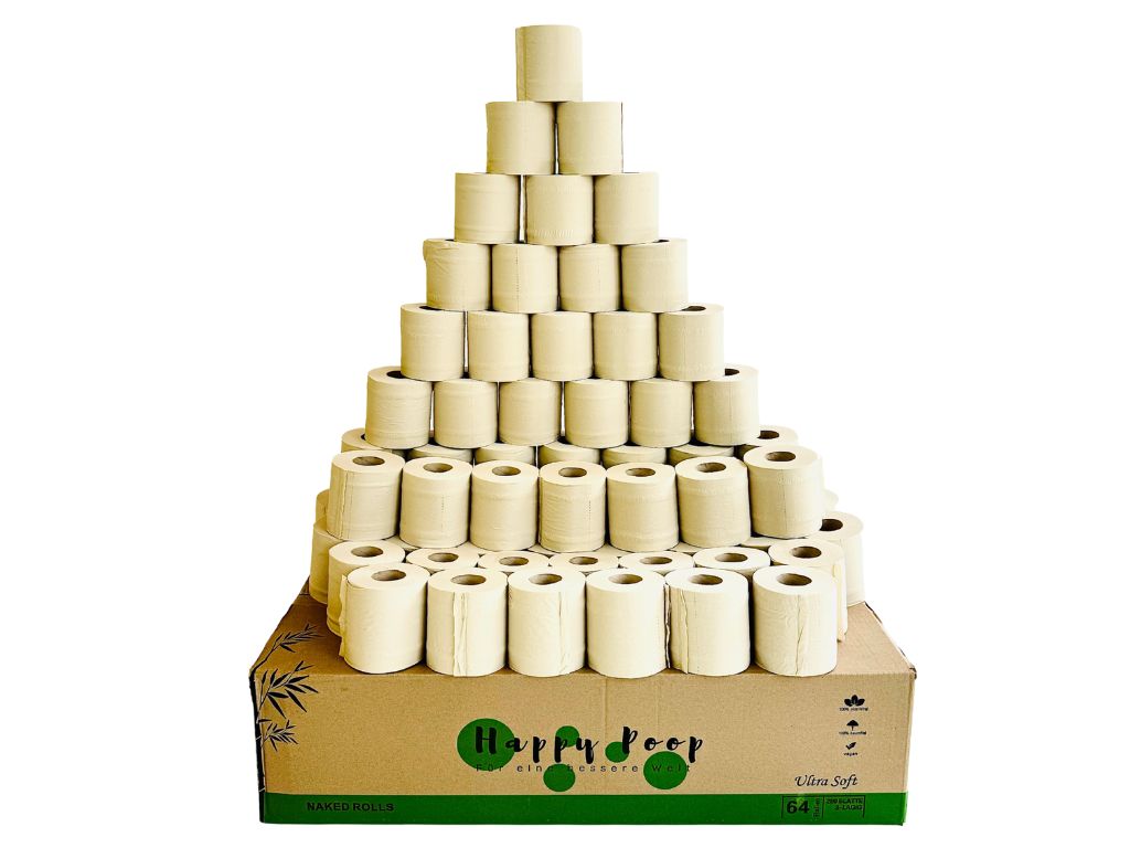 BPlanet Bambus-Toilettenpapier 64 Rollen | Nachhaltiges Bambus-Klopapier | Ungebleicht