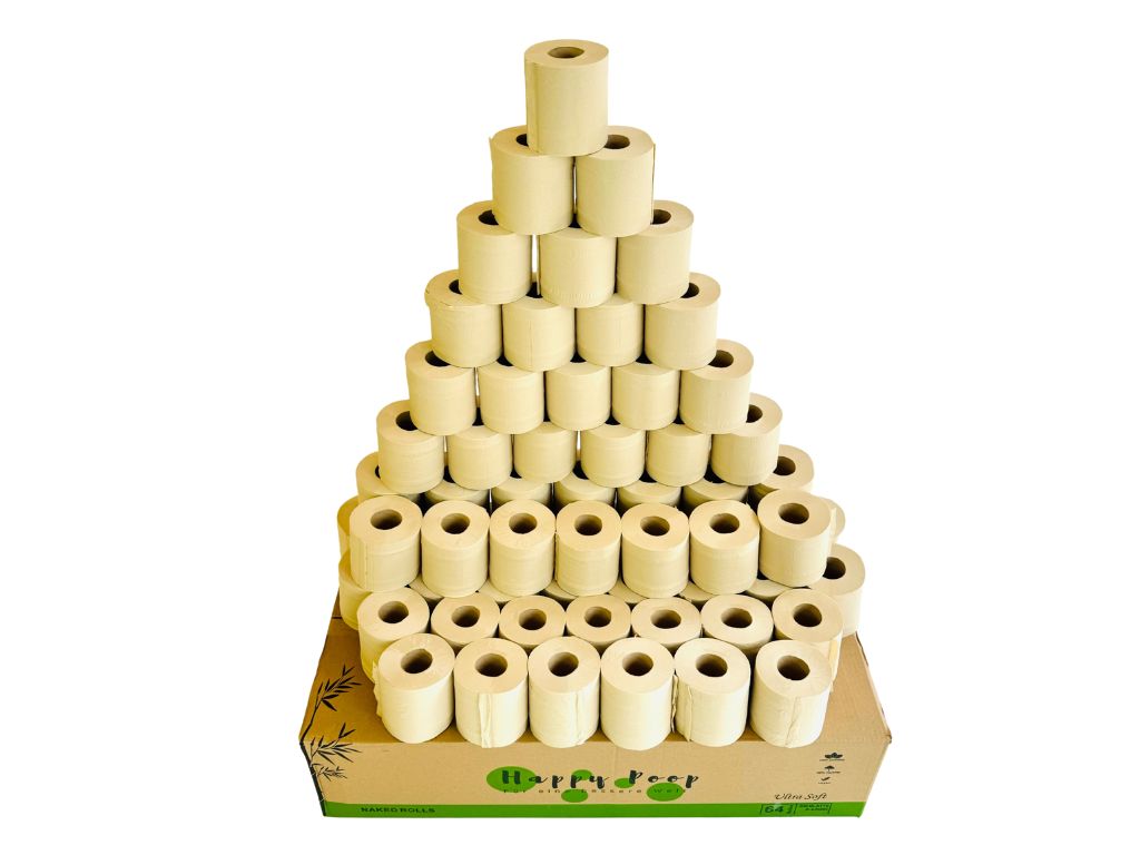 BPlanet Bambus-Toilettenpapier 64 Rollen | 100 % Bambusfasern | Ungebleicht