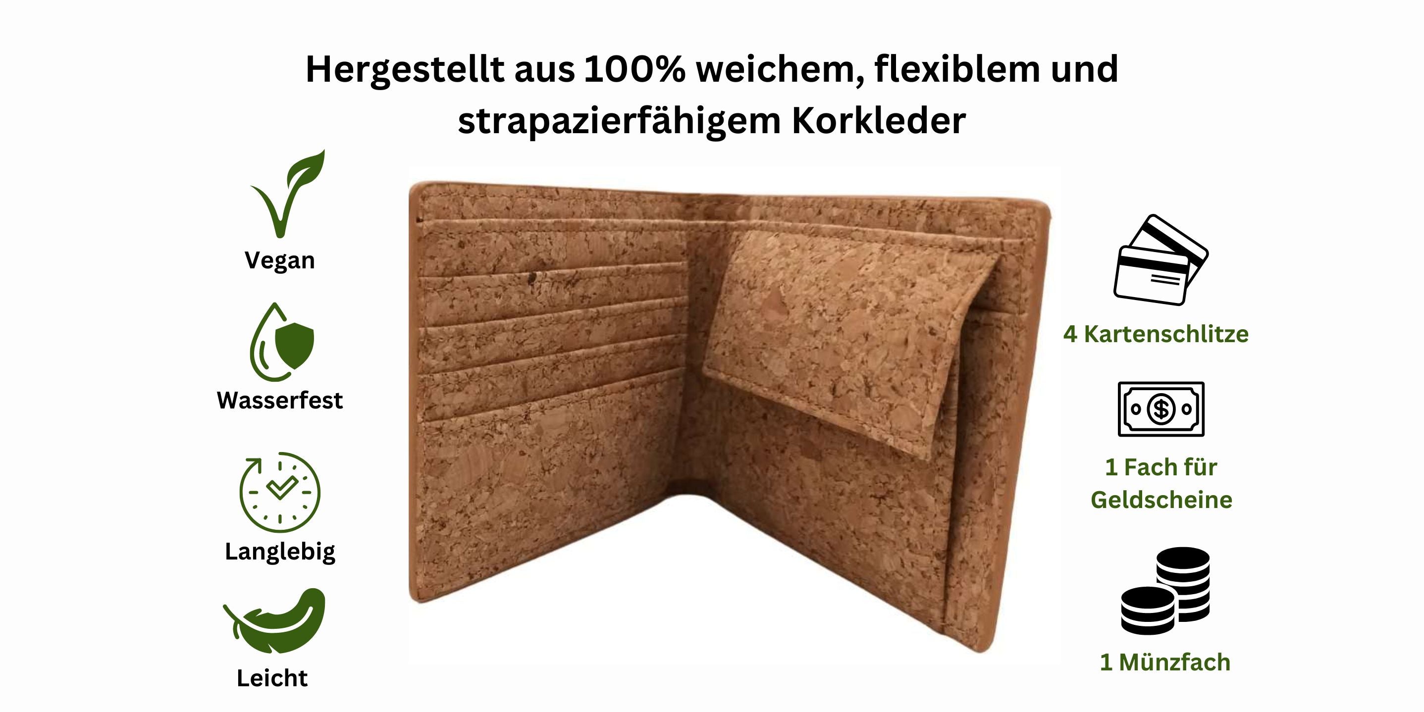 Geldbörse aus Kork - Ökologische & Vegan - Stilvoll & Nachhaltig | BPlanet