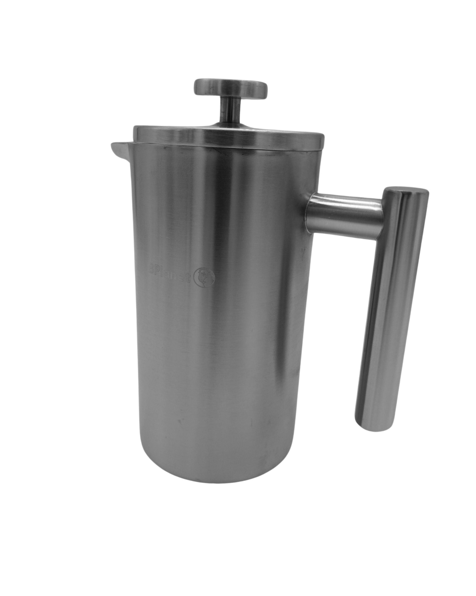 French Press aus Edelstahl | 0,6 Liter (3 Tassen) | Thermo Kaffeebereiter doppelwandig isoliert
