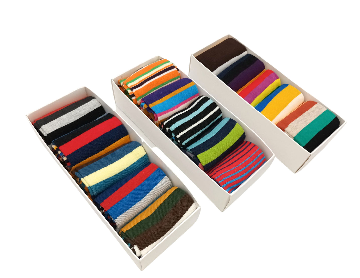 Colorful Socks Box - 5 Stück | 5 Paar gestreifte Socken | Geschenkbox