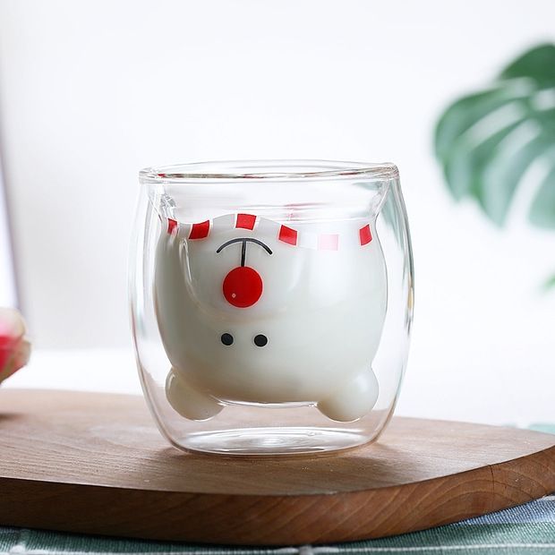 Bärchentasse mit Doppelwand und 250 ml Fassungsvermögen - Für Kaffe oder Tee Weihnachtsbär