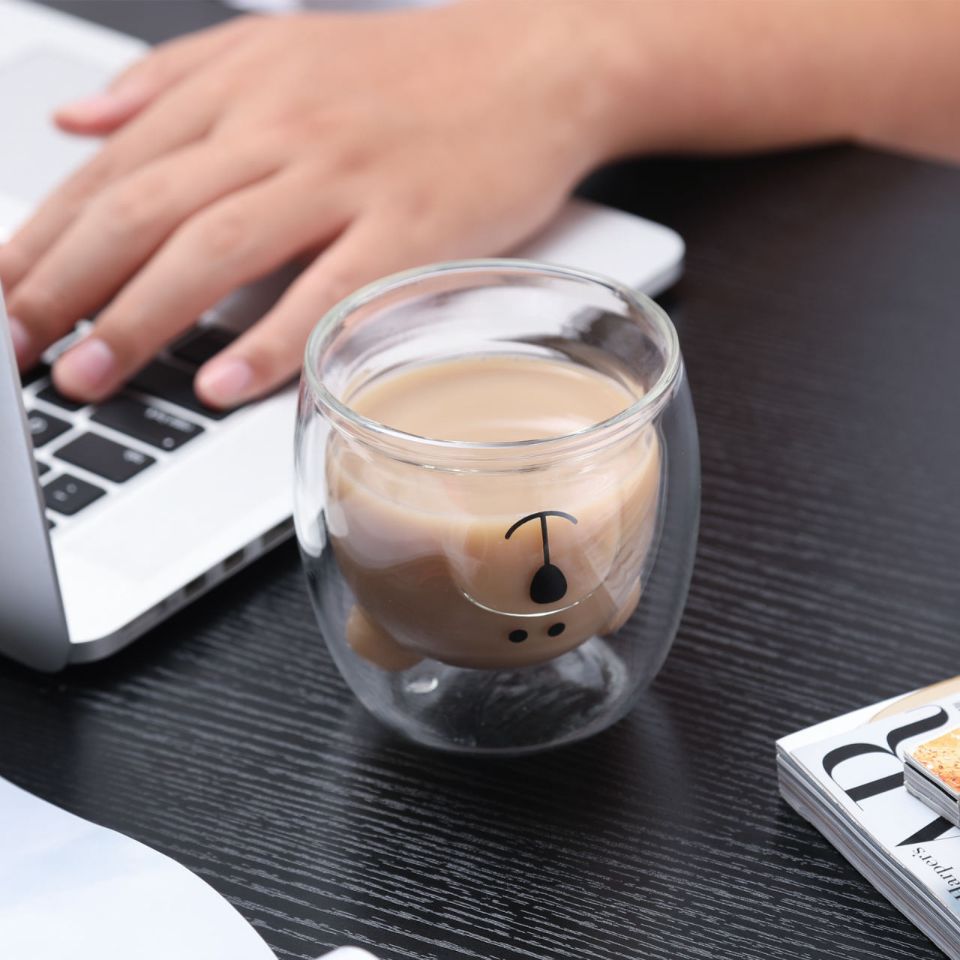 Bärchentasse mit Doppelwand und 250 ml Fassungsvermögen - Für Kaffe oder Tee