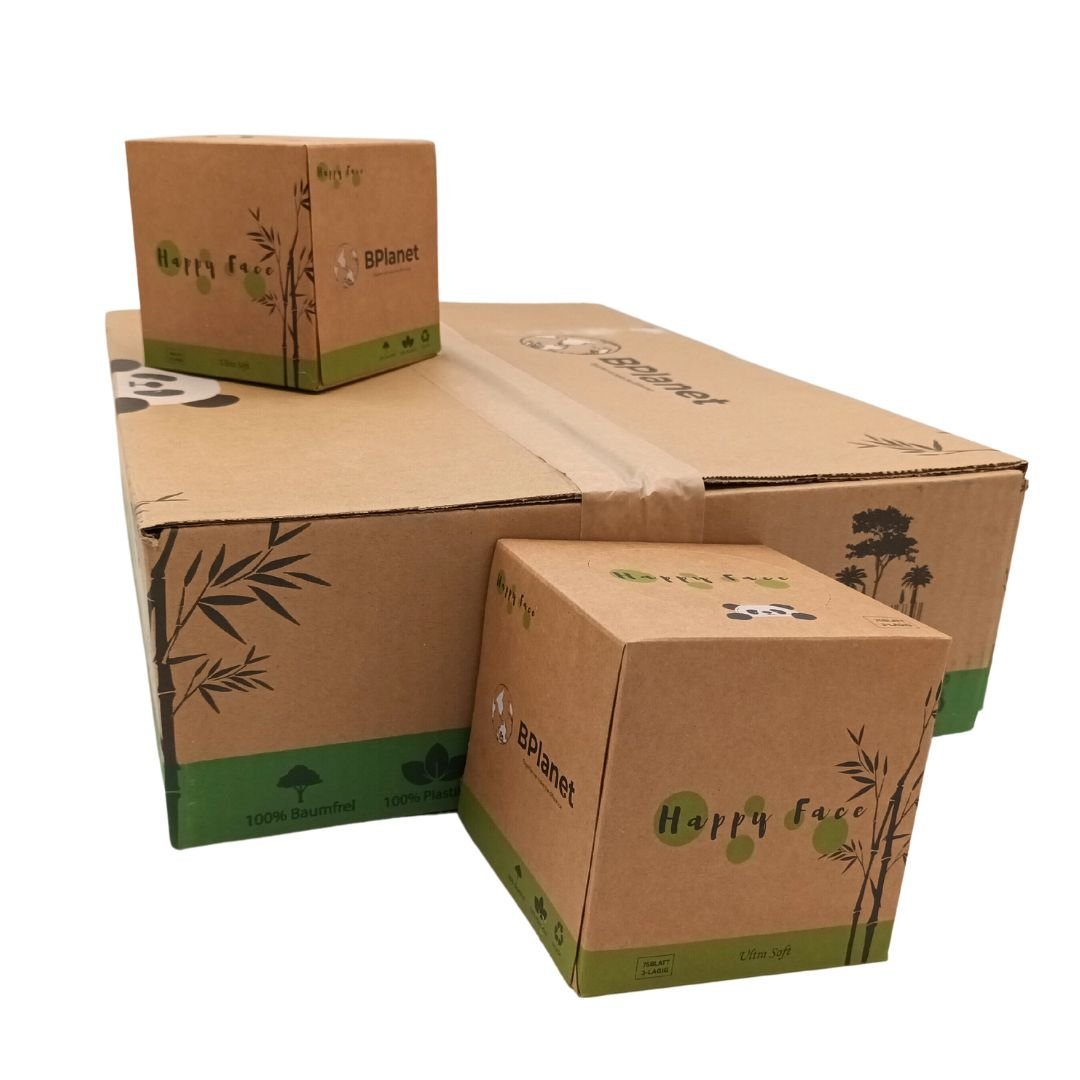 Bambus-Taschentücher | 12 Boxen (75 Blatt pro Box) - 3-lagig | 100% Bambus