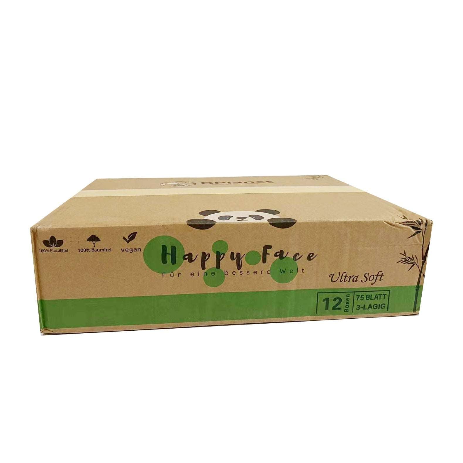 Bambus-Taschentücher | 12 Boxen (75 Blatt pro Box) - 3-lagig | 100% Bambus