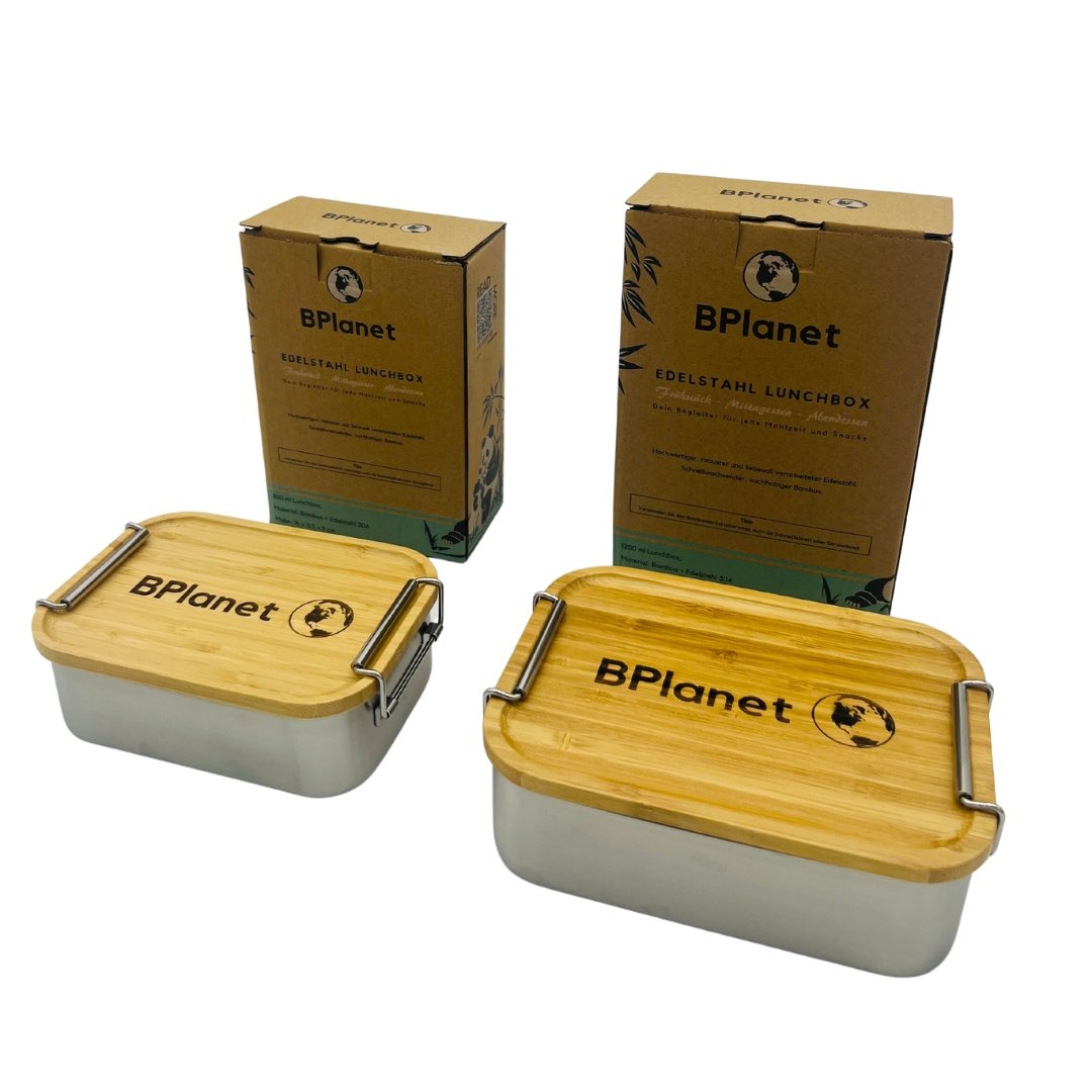 BPlanet Lunchbox/ Vesperbox/ Brotdose - Edelstahl & Bambus - BPlanet GmbH