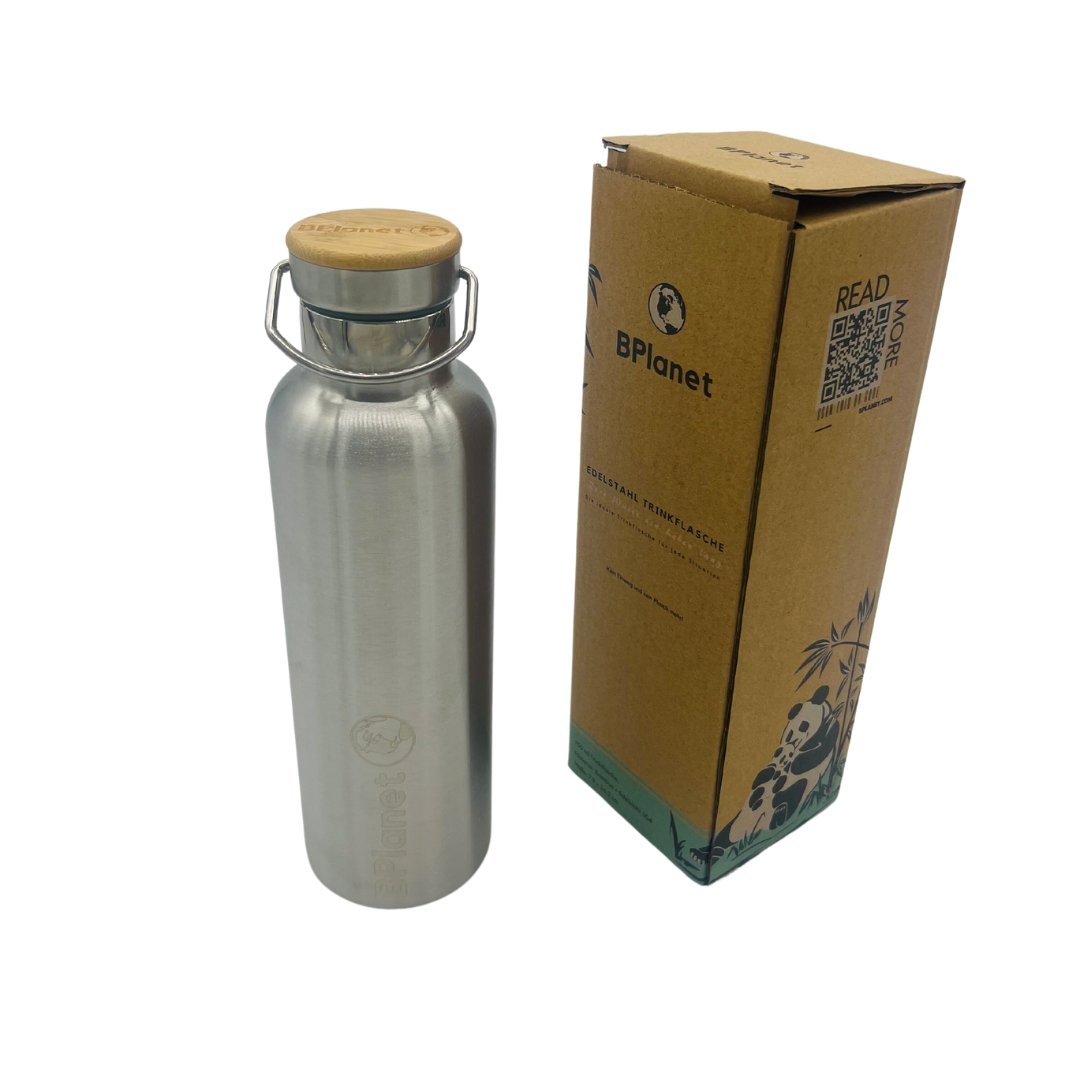 BPlanet Trinkflasche/ Wasserflasche aus Edelstahl und Bambus - Zero Waste 750ml