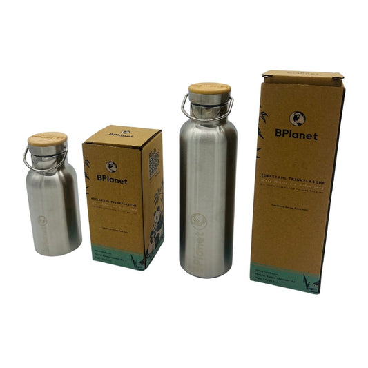 BPlanet Trinkflasche/ Wasserflasche aus Edelstahl und Bambus - Zero Waste - BPlanet GmbH